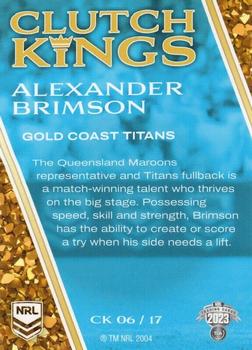 2023 NRL Traders Elite - Clutch Kings #CK06 Alexander Brimson Back